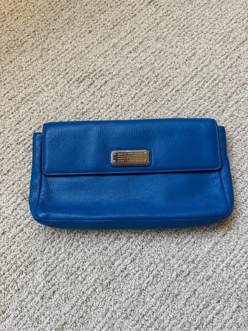 Marc by Marc Jacobs Blue Leather Fold-Over Clutch, like new